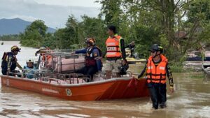 เชียงราย หนีน้ำขนย้ายสุกร 1,300 ตัว ออกจากฟาร์ม