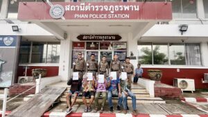 เชียงราย – ตำรวจ สภ.พาน ร่วมกับชุดปฏิบัติการด่านตรวจยาเสพติดปูแกง จับกุมผู้ต้องหา 5 ราย