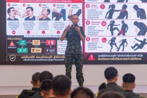 นศท.มทบ.37 ร่วมกับโรงเรียนวิทยาศาสตร์จุฬาภรณราชวิทยาลัยเชียงราย “กิจกรรมการฝึกอบรมและซักซ้อมแผนเผชิญเหตุฉุกเฉิน หนี-ซ่อน-สู้” (Run-Hide-Fight)